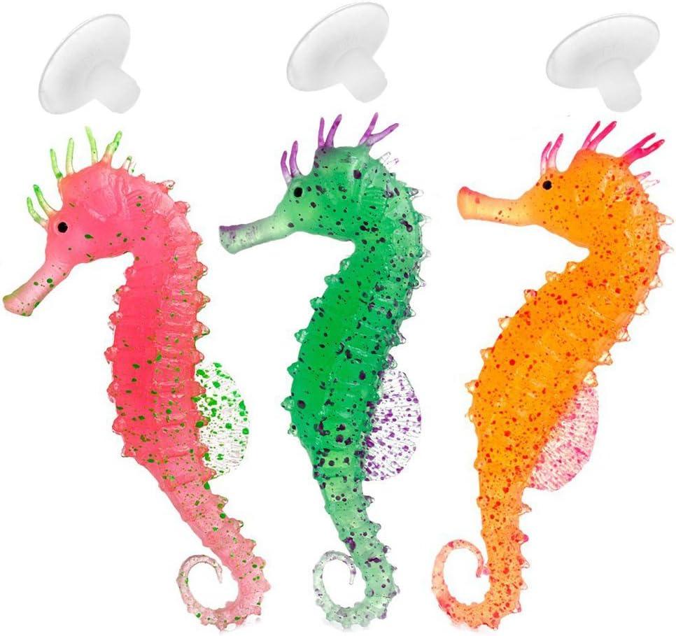 3Pcs Aquarium Ornament Glowing Floating Effect Artificial Sea Horse for Fish Tank Decoration