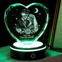 Valentine's Day Gifts for Her Him Wife with LED Colorful Base Romantic Anniversary Wedding Gifts for Her Birthday Gift Crystal Keepsakes Presents(Skeleton)