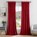 MIULEE Christmas Red Velvet Curtains Thermal Insulated Blackout Curtain Drapes for Bedroom Living Room Darkening 84 Inches Long Curtains Panels Rod Pocket Set of 2