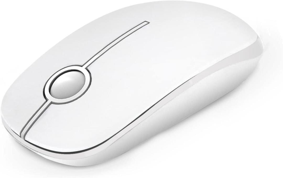 VssoPlor Wireless Mouse, 2.4G Slim Portable Computer Laptop Mouse with Nano Receiver Quiet Silent Optical Mice for Notebook, PC, Laptop, Computer Pure White