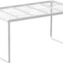 Kitchen Cabinet Storage Shelf Stackable Wire Spice Rack Organizer Heavy Duty Space Saver for Bathroom Bedroom Closet Laundry Room Office Countertop - White, Pack 1