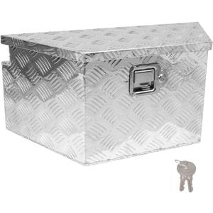 27" x 13" x 13" Trailer Tongue Tool Box with Latch and Keys Heavy Duty Aluminum Trailer Toolbox Organizer Truck Underbody Box Compatible with Pick Up Truck Bed RV Trailer ATV Silver