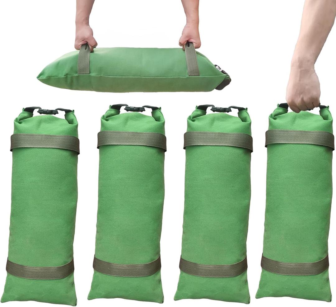 Flood Barrier Sand Bags 4Pcs Thickened Long Canvas Flood Protection Sandbags & Reusable With Insert Buckle Handle Sandbags for Emergency Flood Protection Fits Doors Garages Basement Counterweights (4)