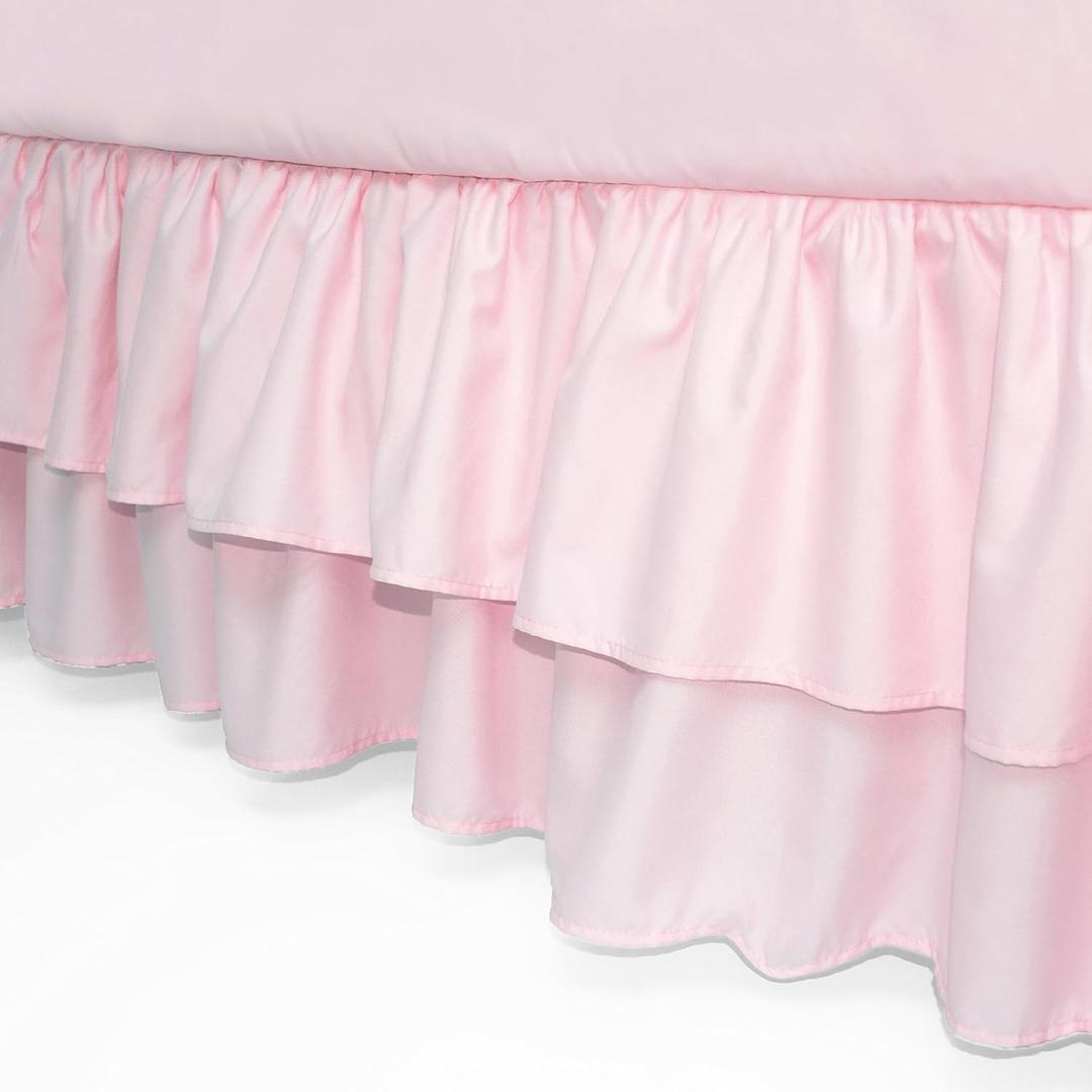American Baby Company Double Layer Ruffled Crib Skirt, Blush Pink, for Girls, 1 Count (Pack of 1)