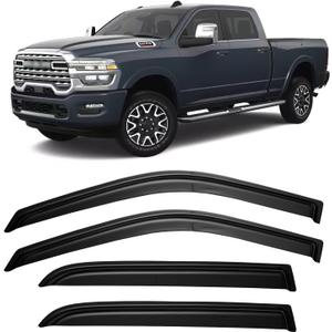 Window Visors Rain Guards for 2010-2025 Dodge Ram 2500 & 3500 Crew Cab, Window Vent Wind Deflectors Visors Shades