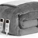 EHEYCIGA Heated Blanket Electric Blanket Queen Size - Heating Blanket with 9 Heating Levels & 10 Hours Auto Off, Soft Cozy Sherpa Washable Dual Control Blanket with Fast Heating, 84 x 90 Inches (Grey)