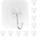 Heavy Duty Adhesive Wall Hooks - Strong & Transparent, Hold up to 22lb, Waterproof & Reusable, Ideal for Kitchen, Bathroom, and Office (10 Pack)
