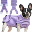 Dog Recovery Suit, Surgical Recovery Suit for Male Female Dogs Cats Spayed Onesie After Surgery, Dog Post Surgery Suit Anti Licking & Biting Surgical Shirt with Pee Hole, Purple, Small