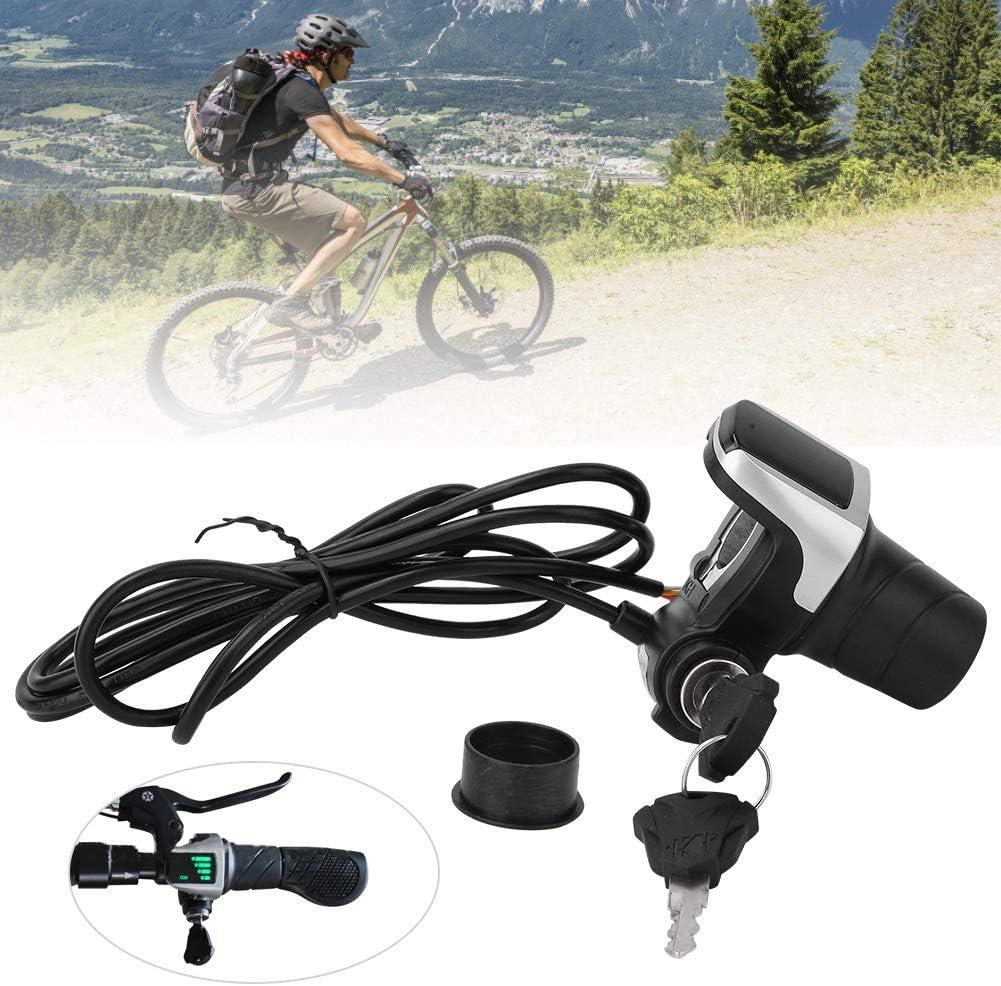 36V Grip Throttle, Electric Handlebar Grip Throttle with LCD Display and Key Lock for Electric Bikes,Scooters,Motorcycle