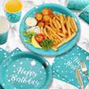 175PCS Teal Party Decorations Teal Birthday Plates and Napkins Party Supplies Includes Disposable Paper Plates and Napkins, Cups, and Plastic Silverware for Birthday, Baby Shower, Serve 25 Guests