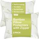 Cloud-Like Pillow Protectors with Zipper Standard Size - Breathable Cooling Pillow Covers for Hot Sleeprers - 100% Resistant to Stains, Dust & Dirt (Green 2-Pack)