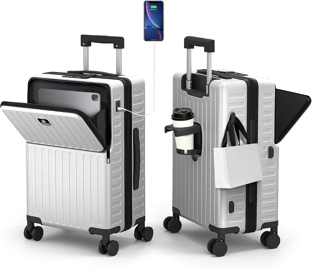 20 Inch Carry-On Luggage with Front Pocket, 22x14x9 Airline Approved