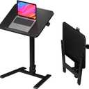 Mobile Folding Desk 25 Inch - No Assembly Sit-Stand Desk,Height Adjustable Rolling Laptop Desk, Space-Saving Portable Desk with Wheels for Home Office Craft & Study, Black