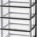 IRIS USA Plastic Drawer Storage Organizer Rolling Cart, with Wheels Casters, 4-Drawers, for Art Craft Supplies Bathroom Dorm Bedroom Laundry Room, Wide, Black