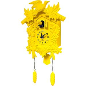 WALPLUS Chiming Cookoo Clock Bird Flapping Cuckoo Clocks Volume Adjustable Coo Coo Clocks Wall Decoration Battery Operated Pendulum Cuckoo Clock Classic Yellow for Home Living Room Office (One Size)