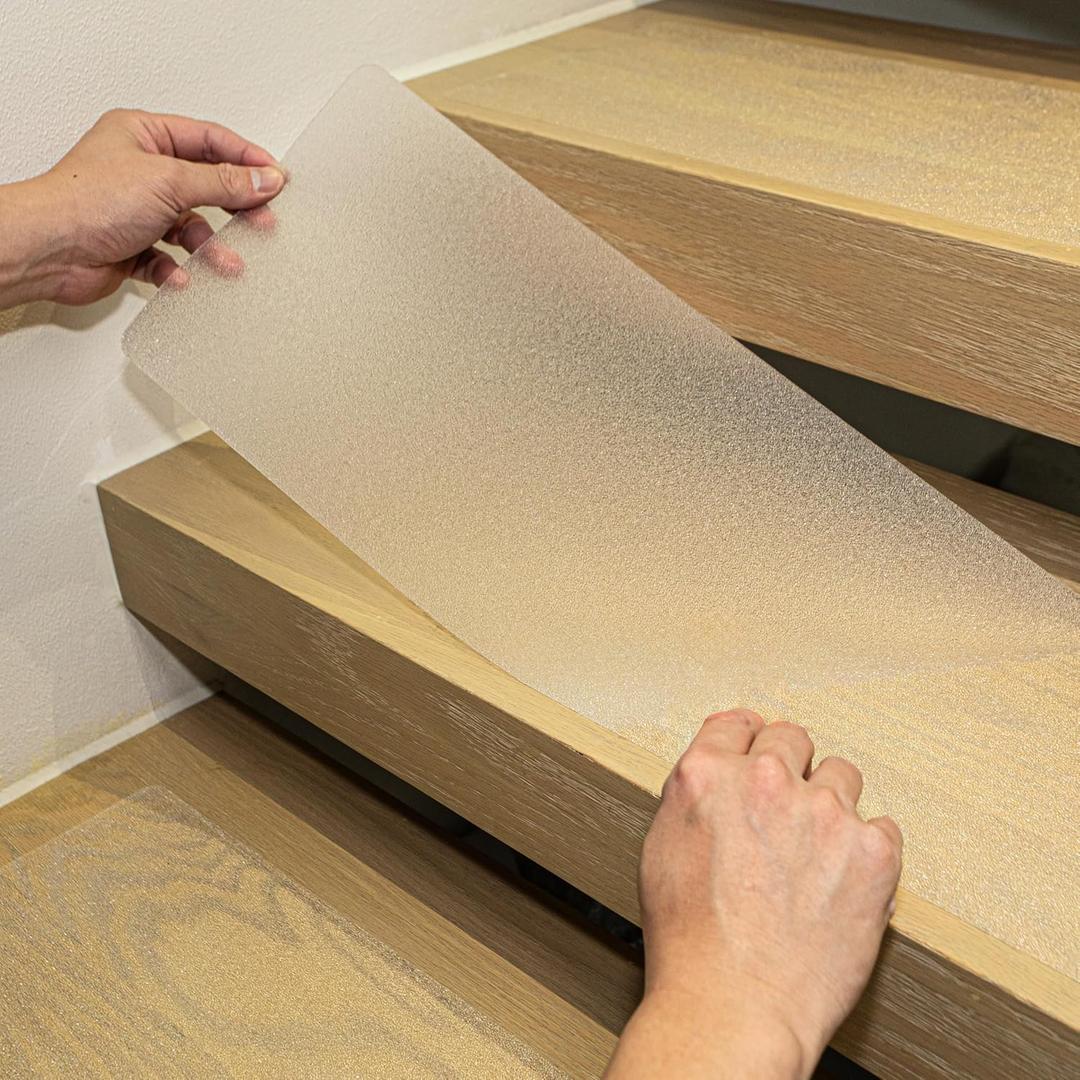 LifeGrip Stair Treads Non-Slip (15PCS), Anti Slip Transparent Stair Treads Tape for Indoor Wooden Step (8"X32"X15P-Treads) (Clear)