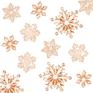 Dilunave 40 Pieces Champagne Christmas Snowflake Ornaments Acrylic Christmas Tree Decorations Crystal Snowflakes Translucent Winter Hanging Ornaments for Xmas Tree DIY Crafts