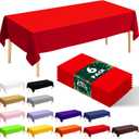 6 Pack Premium Disposable Plastic Tablecloth 54" x 108" Party Table Cloths Disposable for 6 to 8 Foot Tables Indoor or Outdoor Parties Birthdays Weddings Christmas Anniversary Buffet Table (Red)