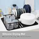 Dish Drying Mat for Kitchen Counter, 20"x16" Silicone Draining Mat Collapsible Dish Drainer Mat, Kitchen Sink Protector Mats Heat Resistant Mat Non Slip Draining Board Mats, Table Mat Placemat