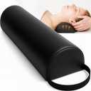 Half-Round Bolster Pillow for Massage and Yoga, High-Density Support Cushion for Neck, Knees, Back & Ankles, Black, 17.8''L x 8''W x 4.7''H