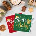 Santa Baby Shower Decorations Napkins, 40Pcs Red and Green Christmas Shower Paper Napkins for Xmas Winter Holiday Baby Shower Party Supplies