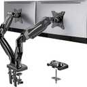 Dual Monitor Stand - Adjustable Desktop Monitor Stand for 17-27 Inch Screens, Dual Gas Spring Arm VESA Mount, Each Arm Holds 4.4-14.3 lbs with Clamp, Grommet Mount Base