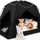 Bed Tents for Kids and Adults, Portable 100% Breathable and 93% Blackout Dream Play Tent, 3 Doors Big Privacy Space Sleeping Canopy for Floor or Twin Full Queen Sizes Bed