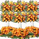 Hotop 8 Set/ 32 Pcs Artificial Tropical Flower Bouquets Bulk for Hawaii Centerpieces Bird of Paradise Lily Bouquet Permanent Flower Tropical Plant Party Office Home Decor (Sunset Red)