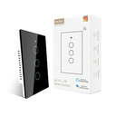 WiFi Smart Wall Light Switch,US Standard Voice Control Tempered glass panel, 2.4GHz Wi-Fi Touch Switches, Remote Control Smart Life/Tuya App, (2Gang-Black)