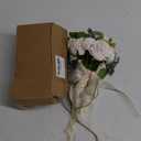 GLIDLION Wedding Bouquets for Bride Bridesmaid,White Champagne Artificial Roses Flowers for Wedding Church Decoration (7.5in)