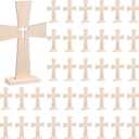 24 Sets Wooden Cross for Crafts Unfinished Wooden Cross Bulk with Base Baptism Centerpiece Standing for DIY Table First Communion 72 Pcs Lily Flowers Centros De Mesa Para Bautizo for Church