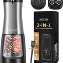 MOVNO 2 in 1 Electric Salt and Pepper Grinder Set (Battery Powered), Automatic Salt and Pepper Grinder, One-Handed Operation, Adjustable Ceramic Grinder with LED Light