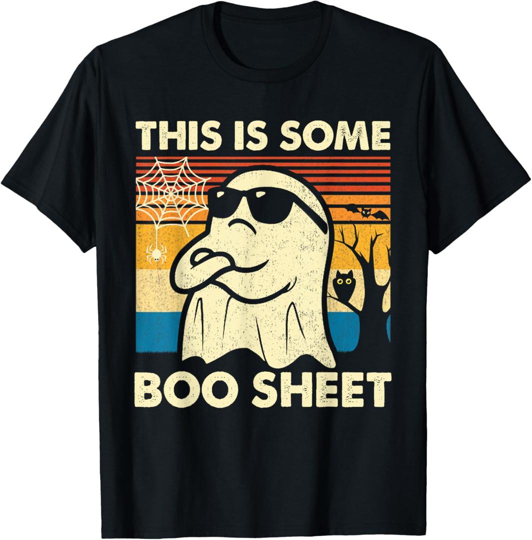 This is Some Boo Sheet Ghost Retro Funny Halloween Men Women T-Shirt, Black, 2XL 