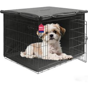 HiCaptain Breathable Dog Crate Cover 24 Inch, Durable Heavy Duty Kennel Cover, Dual Zippered Panels, Windproof Waterproof UV-Resistant (Grey)