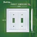 Pure White Classic Beadboard Wall Plates,Light Switch Covers,Electrical Outlet Covers, Switch Plates of Various Combination, Nature Bamboo Fiber Wall plate (2 Gang Toggle 2 Pack)