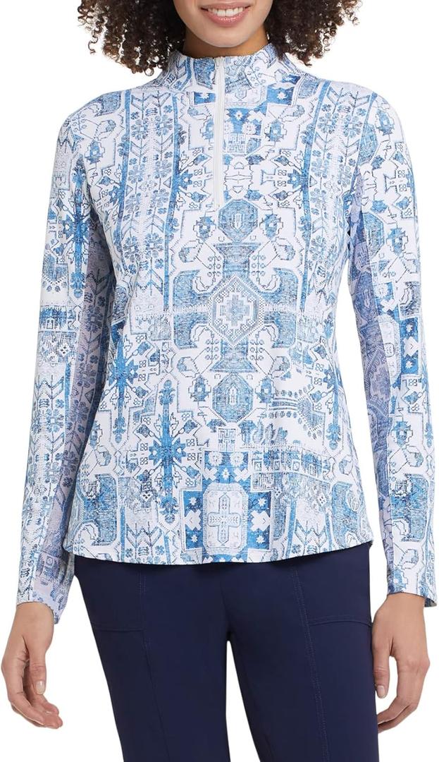 Tribal Women's L/S Mock Neck Top-Riviera XS