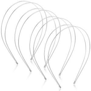 Syhood 4 Pack Simple Metal Double Layer Headband, Thin Headband Classy Hair Styling Accessory for Women,gift Yoga Workout Headdress(Round,Silver)