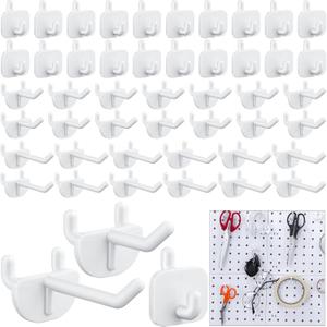 Roowest 84 Pcs Pegboard Hooks Plastic Straight Hook Fits 1/4" Pegboards Accessories Multiple Size Peg Board Hooks for Craft Storage Tool Room Kitchen Garage Organizer Tools Display (White)