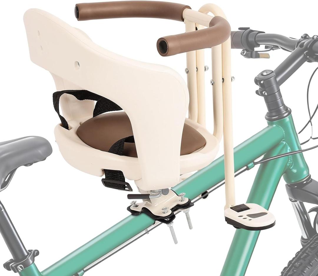 Kid's Bike Seat with Cushion, Front Mounted Child Bike Seat for Adult Bike