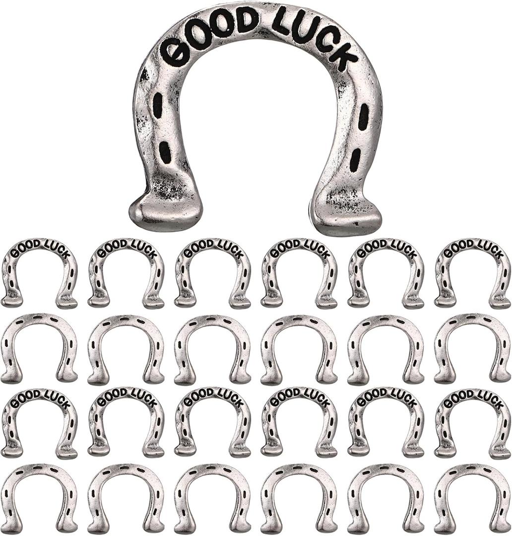 60 Pcs Horseshoe, Good Luck Pocket Token Charm Coin with Good Luck Pewter Tokens for Irish Lucky Party Favor Christian Gifts