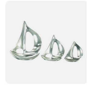 Aluminum Metal Sail Boat Decorative Sculpture Home Decor Statues, Set of 3