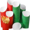 100 Pcs Christmas Charcuterie Cups, 12 oz Red Green Paper French Fry Holder Toothpick Disposable Appetizers Cups Skewers(Christmas)