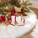 CHICHIC 48 inch Christmas Tree Skirt Faux Fur Xmas Tree Skirt Christmas Decorations Holiday Tree Ornaments Tree Decoration for Christmas Home Decorations, Xmas Party Holiday Decorations, Snow White