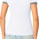Sampeel Short Sleeve Shirts for Women V Neck Summer Ribbed Tshirts 2026 Slim Fit Spring Fashion Going Out Basic Tees (White, XL)