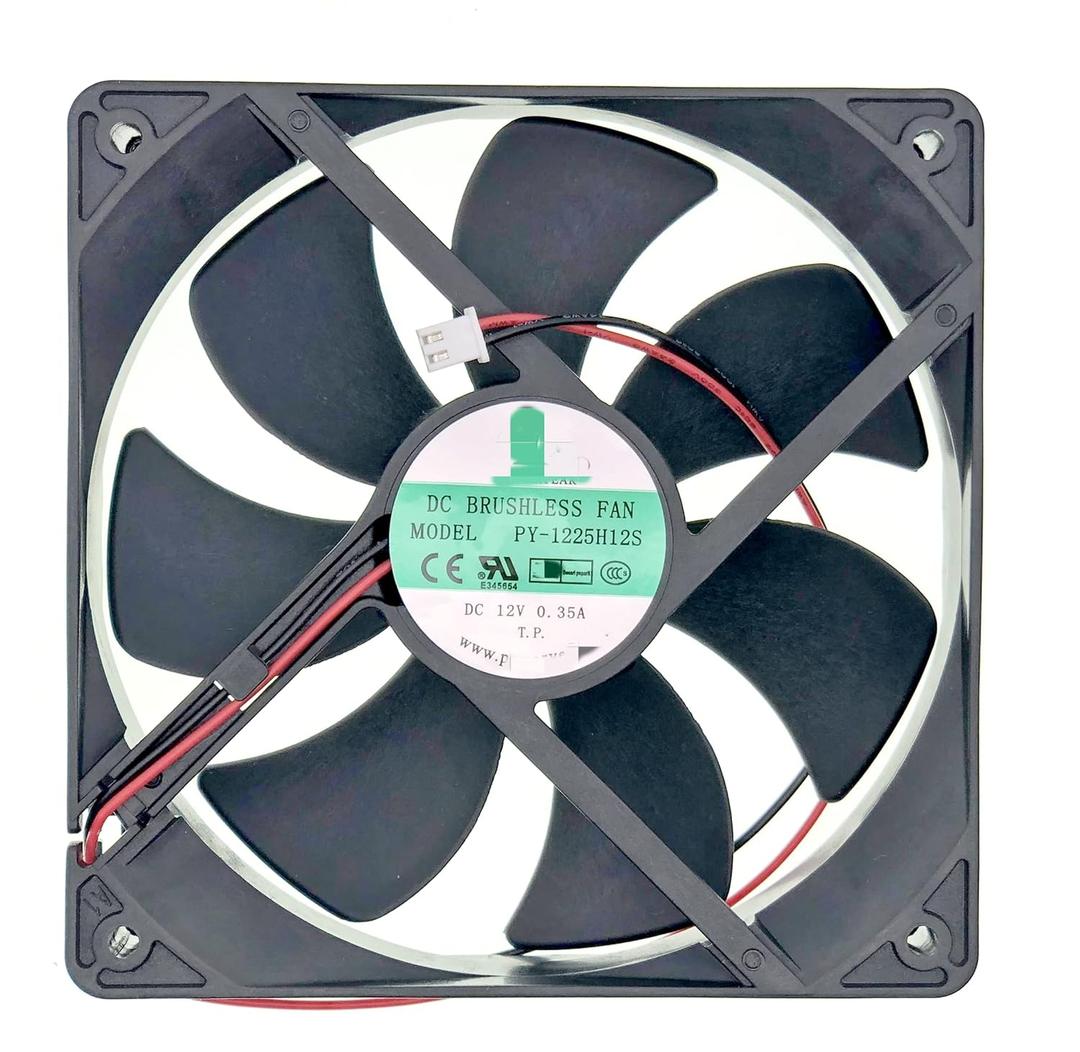 PY-1225H12S DC12V 0.35A 120120mm25mm 12CM 12025 Ice Maker Fan, 2-Wire DC BRUSHLESS Ice Machine Fan