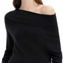 SUUKSESS Women Cashmere Oversized Off Shoulder Pullover Sweater Batwing Knit Top M