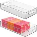 iDesign Stackable Clear Plastic Extra Long Pantry Organizers and Cabinet Storage Bins for Kitchen, 2-Pack (16 x 8 x 3)