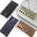 Hungo Galaxy S24 Ultra Case Leopard Cheetah Cute Clear Design, Girly for Women Girls Floral Transparent Case Compatible with Samsung Galaxy S24 Ultra Leopard Cheetah Print
