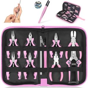 Toolour Jewelry Pliers Set Jeweler Making Tools for Adults,11pcs Professional Jewelry Pliers Tool Kit with Jewellery Making Supplies for DIY Beading Crafting Crimping Cutting Repair