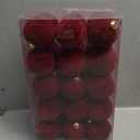 Flocked Ornaments for Christmas Tree Decorations - 35pcs Burgundy Velvet Ball Ornament for Winter Holiday Decor - Plastic Shatterproof Xmas Ornaments Bulk